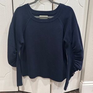 BA&SH Navy Blue Sweater with Ruched Sleeves